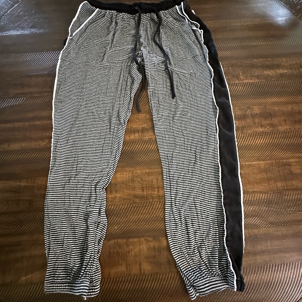Vera Wang Black and White Track Pants with Relaxed Fit